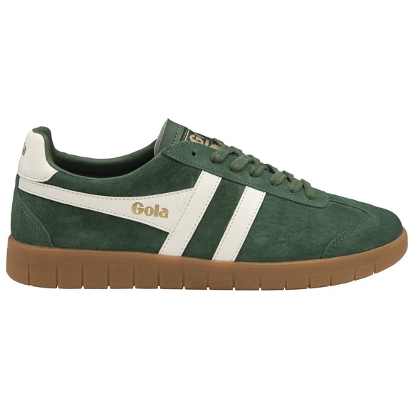 Gola Hurricane Suede Evergreen Off White Gum Low Sneakers - Picture 1 of 14